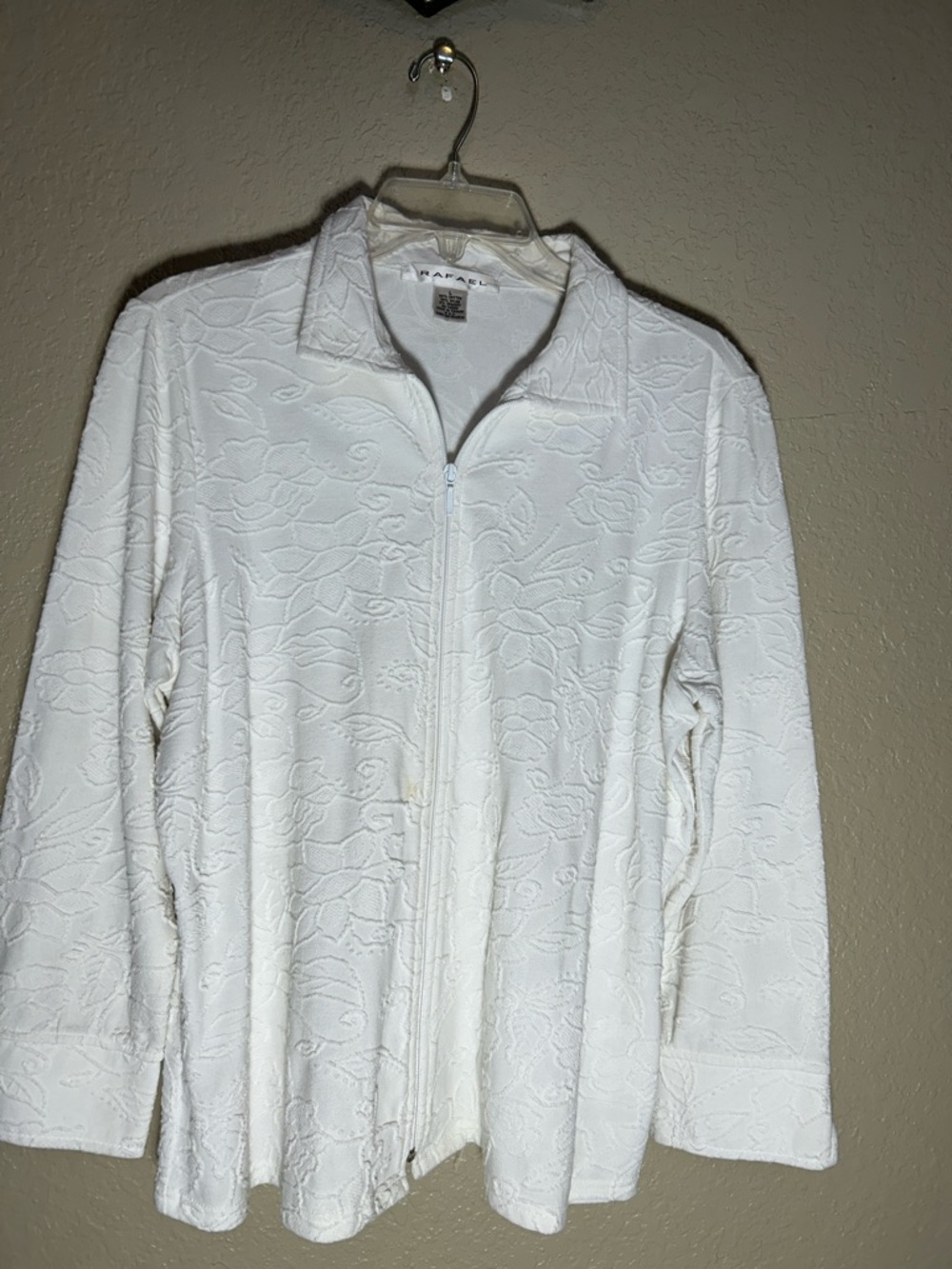 RAFAEL Cotton Blend Embossed Stretch Summer Zipper Athletic Gym Yoga Jacket